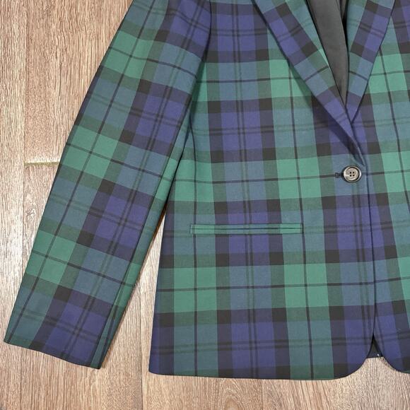J Crew Black Watch Plaid Sz 6 Blazer Academia Old Money Preppy Women - Picture 3 of 13